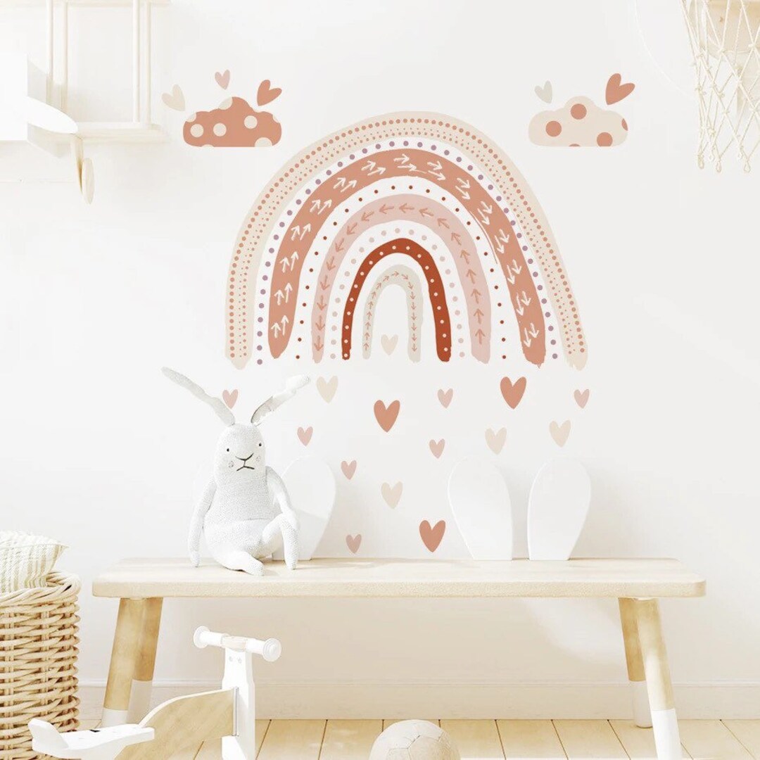 Boho Rainbow Wall Decal Rainbow Neutral Wall Decor Art Cute Etsy
