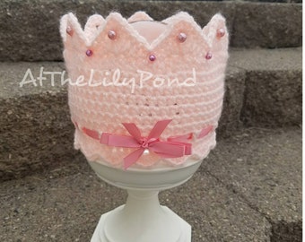 Crochet princess crowns, girl crowns, newborn photo prop, baby girl photo prop, princess crown ear warmer, girls princess dress up crown