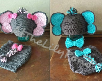 Newborn Crochet Outfit, Elephant Outfit, Newborn costume, Crochet Elephant, Newborn photo prop, Elephant Baby Shower