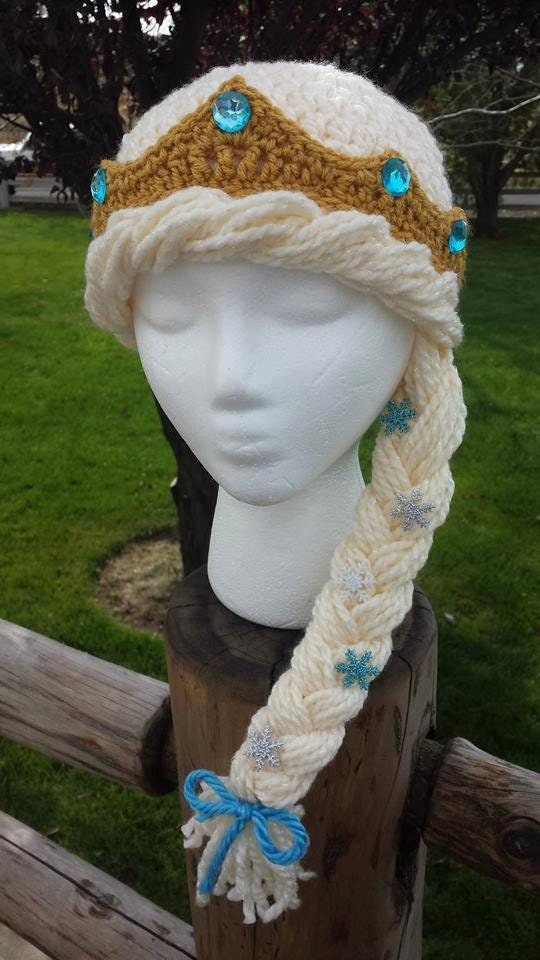 Disney Queen Elsa Princess Frozen crochet hat&cap made from Cotton Yarn