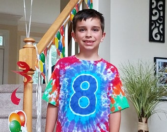 Tie dye birthday shirt custom number