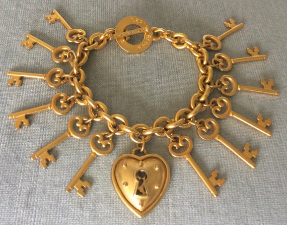 Victorian LESLIE BLOCK Signed Heart Padlock Skele… - image 2