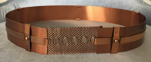 Iconic RENOIR Signed Solid COPPER Rose Gold BELT W