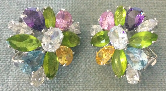 Gorgeous JEWELED FLOWERS & LEAVES Multicolor Glas… - image 3