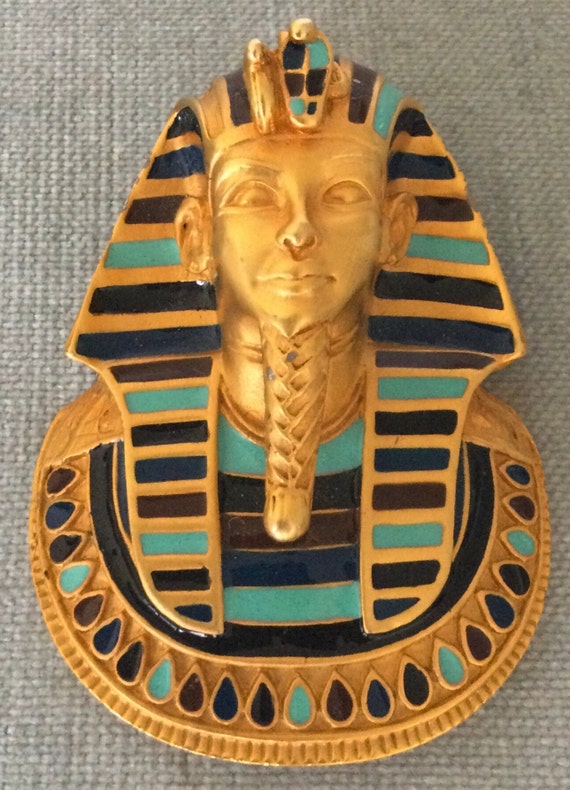 Superb ENAMELED KING TUT Art Deco Egyptian Reviva… - image 1