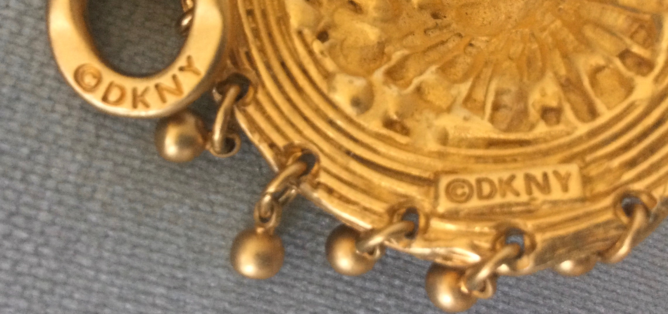 Massive DKNY Donna Karan Signed HAT Sombrero CHARM on Chain