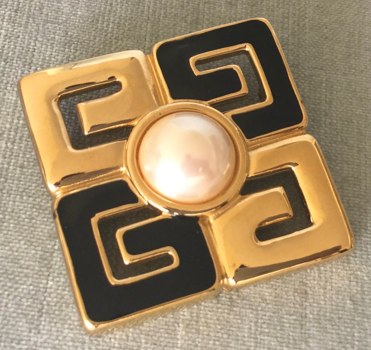 GIVENCHY Necklace Ribbon G Mark Gold Plating Authentic USED