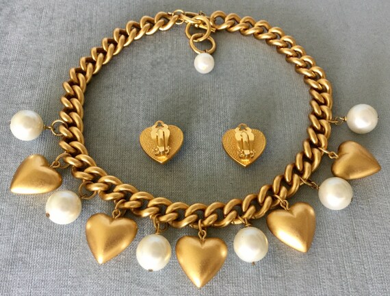 Chic ANNE KLEIN Signed SET Heart and Pearl Charm … - image 5