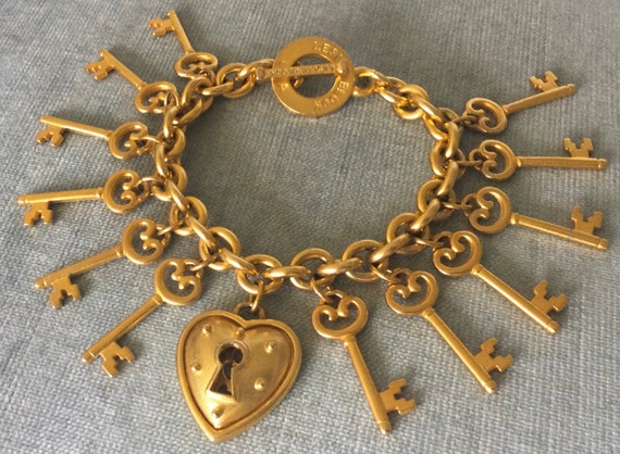 Victorian LESLIE BLOCK Signed Heart Padlock Skele… - image 3