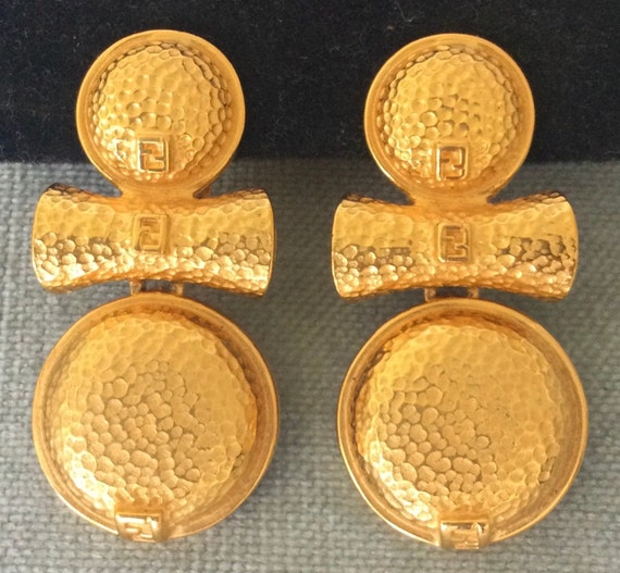FENDI Signed Etruscan DOORKNOCKER LOGO Drop Dangle Earrings -  Denmark