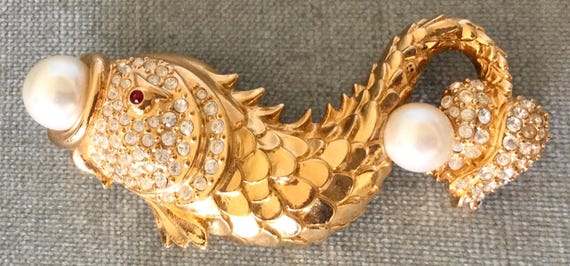 Enormous HUTTON WILKINSON Signed KOI Goldfish Bro… - image 1