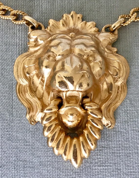 Massive NAPIER Signed LION's Head DOORKNOCKER Hug… - image 2