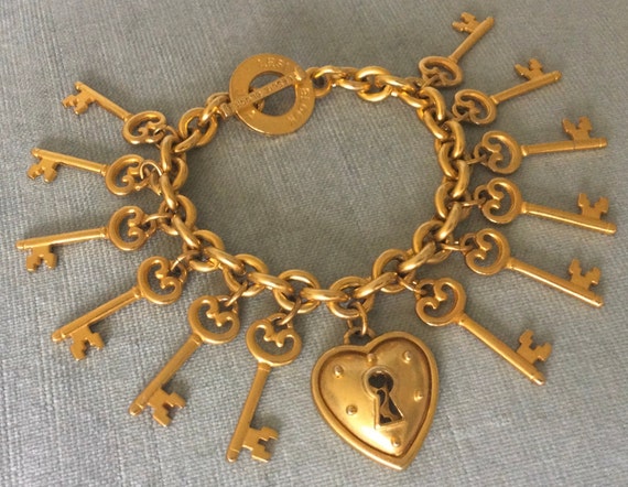 Victorian LESLIE BLOCK Signed Heart Padlock Skele… - image 5