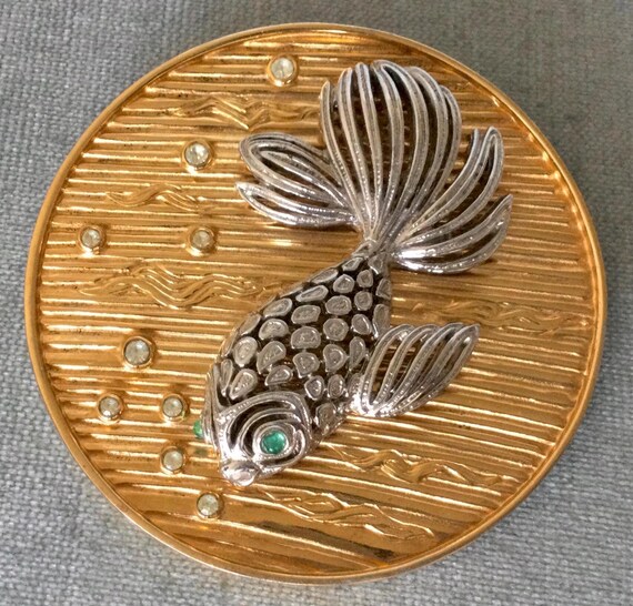 Enormous CINER Signed KOI GOLDFISH Medallion Broo… - image 4