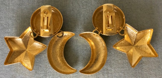 Massive SUN MOON & STAR Drop Dangle Charms Clip E… - image 5