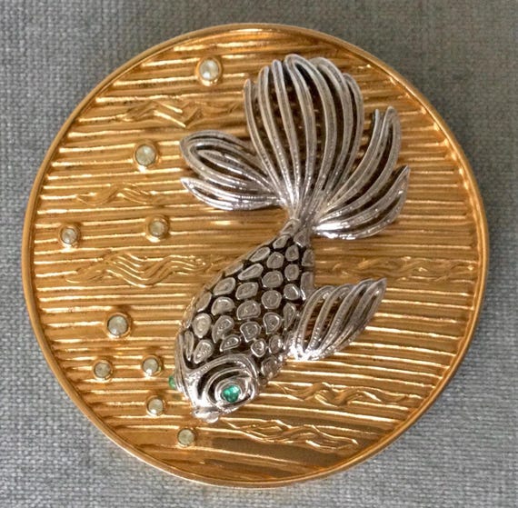 Enormous CINER Signed KOI GOLDFISH Medallion Broo… - image 6