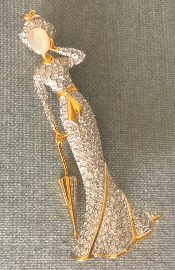 BUTLER Signed GLAMOROUS WOMAN 3” Long Brooch Pin M