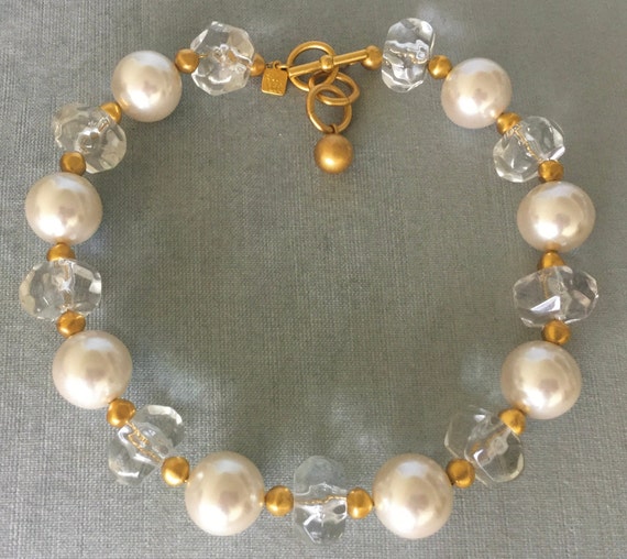 Chic ANNE KLEIN Signed LUCITE Pearls Bubble Pools… - image 2