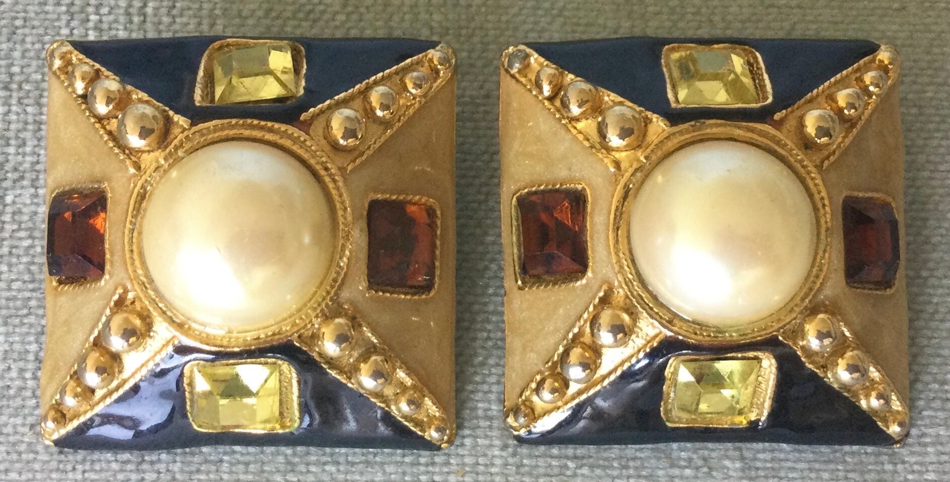 Damen Kronleuchter Ohrringe Kreuz Strass Barock Vintage Kunstperle Lang Damen Kronleuchter Ohrringe Kreuz Strass Barock Vintage Kunstperle Lang