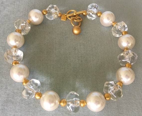 Chic ANNE KLEIN Signed LUCITE Pearls Bubble Pools… - image 1