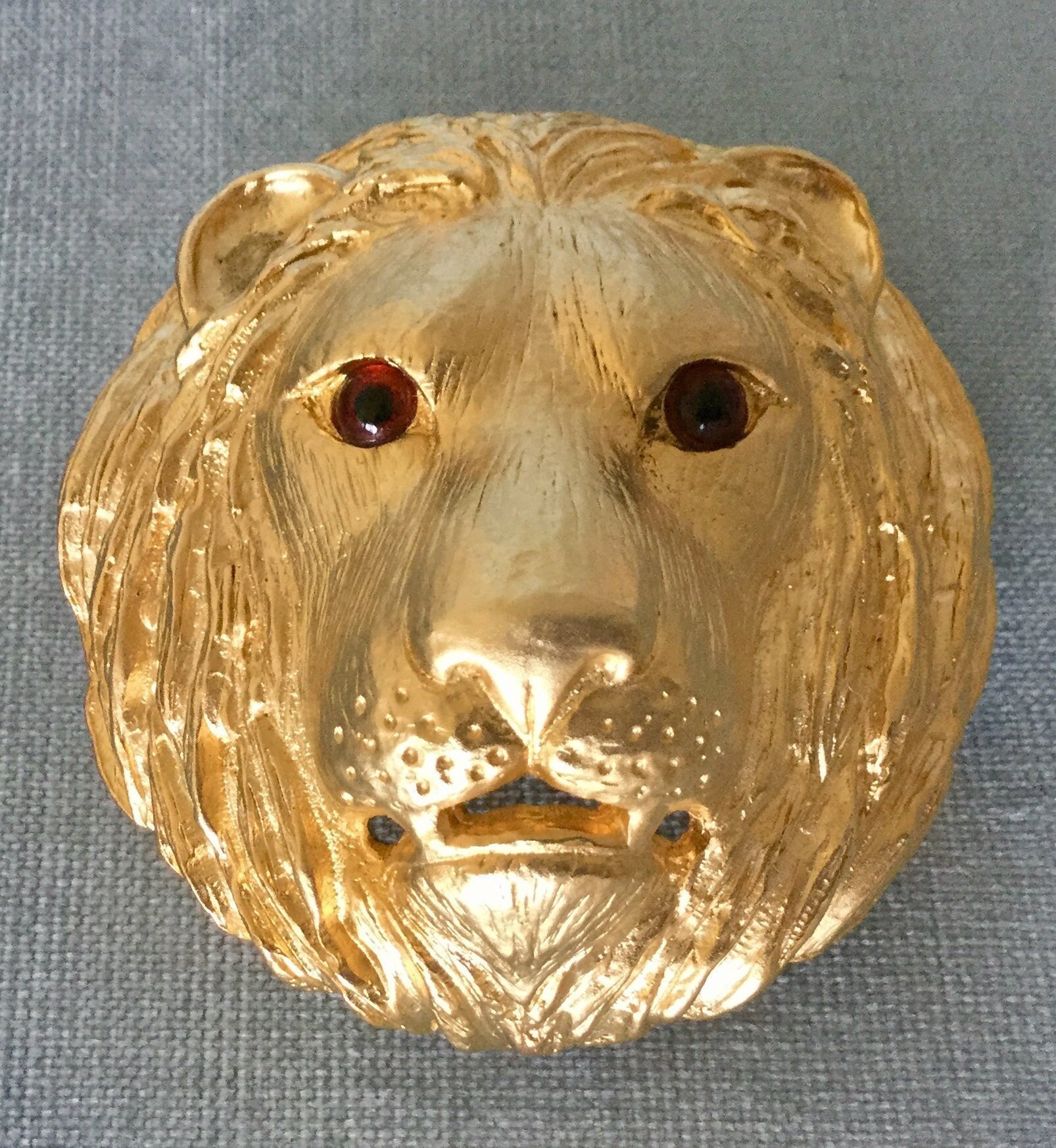 Mimi Di N Womens Gold Lion Head Belt One Size Signed Adjustable Statement Rare 80 main image 2
