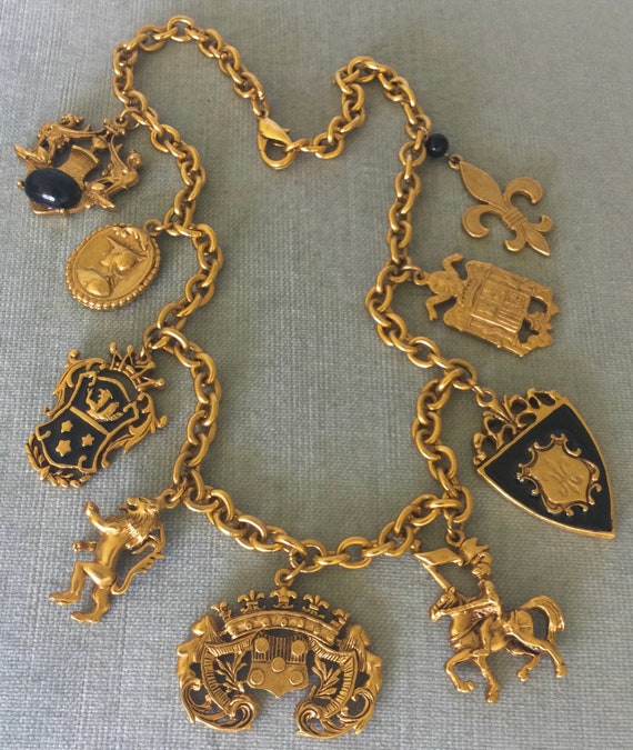 BYZANTINE Moghul HERALDIC CHARMS Lion Crest Fleur… - image 2