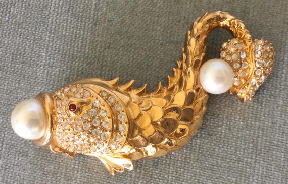 Enormous HUTTON WILKINSON Signed KOI Goldfish Bro… - image 2