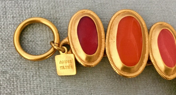 ANNE KLEIN Signed BYZANTINE Pink Red Orange Poure… - image 6