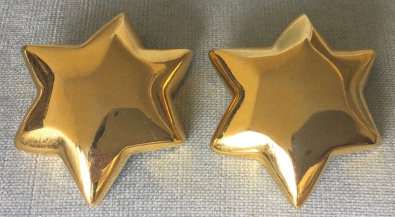 Massive Les Bernard VO Signed POINTED STAR Earrin… - image 1