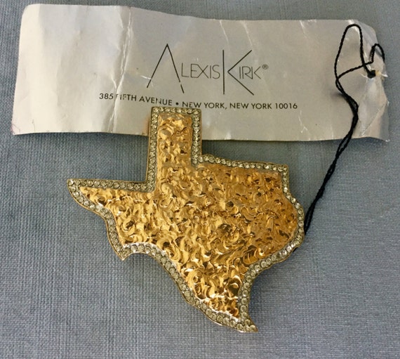 Glam ALEXIS KIRK Signed TEXAS State Clear Crystal Rhinestone  display picture 2