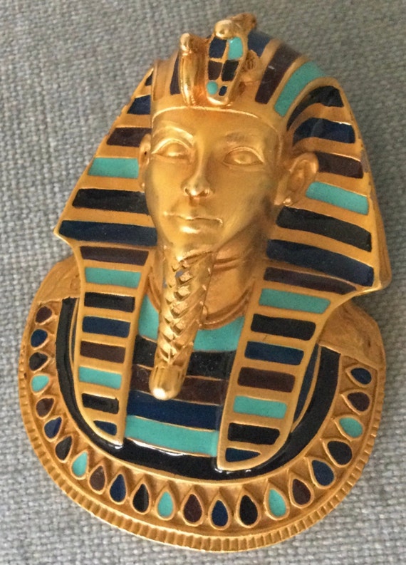 Superb ENAMELED KING TUT Art Deco Egyptian Reviva… - image 4
