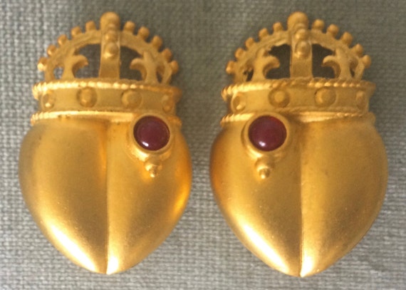 Stunning ROYAL HEART With CROWN & Ruby Red Glass … - image 1
