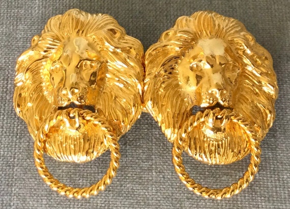 Gold Lion Doorknocker Belt Buckle Lion Buckle Gold – Peter Kate main image 3