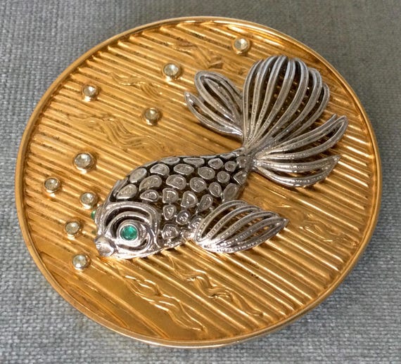 Enormous CINER Signed KOI GOLDFISH Medallion Broo… - image 3