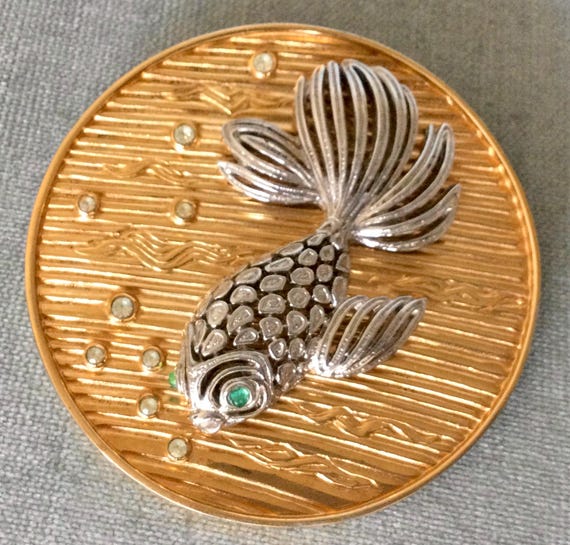 Enormous CINER Signed KOI GOLDFISH Medallion Broo… - image 1