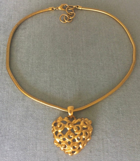1980s Anne Klein Gold Heart Pearl Chocker/necklace Vintage 