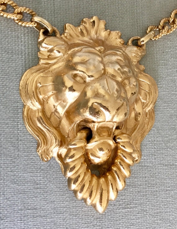 Massive NAPIER Signed LION's Head DOORKNOCKER Hug… - image 4