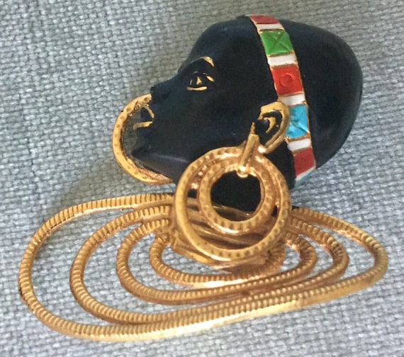 Rarest ENAMELED BLACKAMOOR African QUEEN Art Deco… - image 3