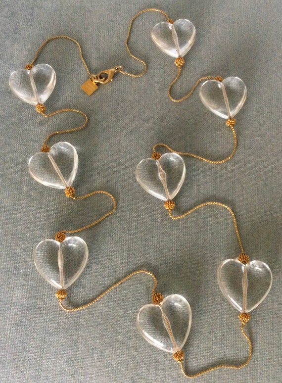 ANNE KLEIN Signed Puffy HEART Clear Lucite Pendant