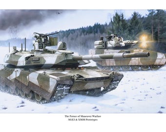 M1E3 Abrams and XM30 prototypes signed and numbered print