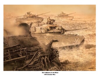 Meteoritos en movimiento, impresión de tanque israelí de la Guerra de Octubre de 1973
