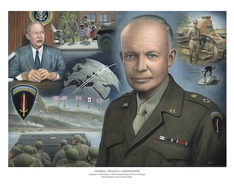 Impresión firmada y numerada del general Dwight D. Eisenhower