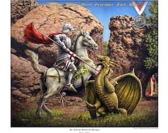 Édition spéciale de l'estampe Saint-Georges pour les chevaliers de l'OSG de l'Association de cavalerie et de blindés