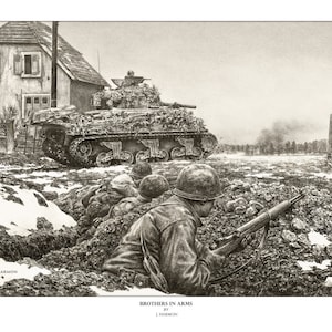 Brothers in Arms print, WWII Battle of the Bulge, signed and numbered by j. Harmon
