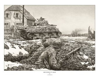 Brothers in Arms print, WWII Battle of the Bulge, signed and numbered by j. Harmon