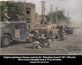 Pintura ORIGINAL creada para la "Relentless Pursuit" OIF 1 Grabado por Harmon
