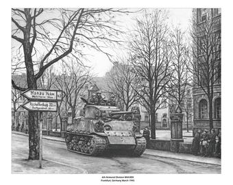 Impresión del Sherman M4A3E8 de la 6.ª División Blindada por Harmon