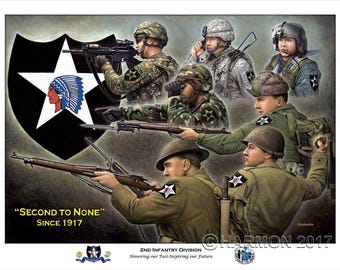 SECOND TO NONE 2nd Infantry Division Historic S/N print buy from the artist!