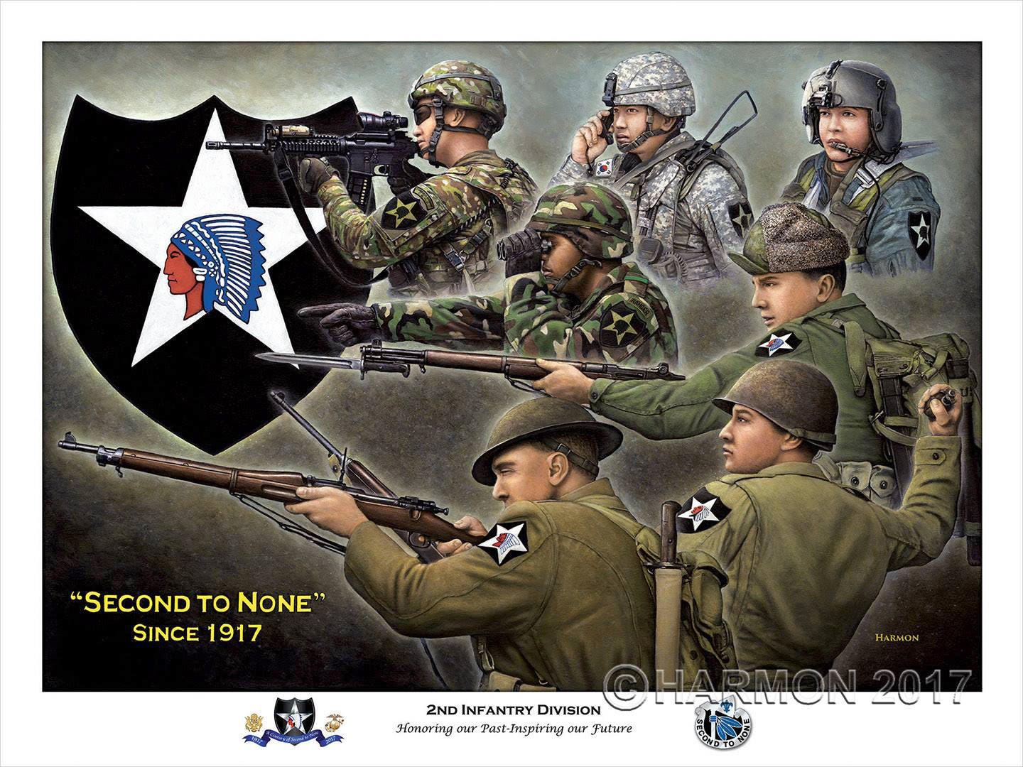 SECOND TO NONE 2nd Infantry Division Historic S/N Print Buy From 