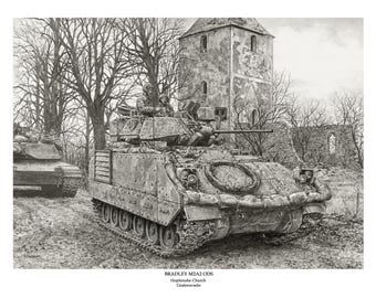 Impresión personalizable de edición especial de la iglesia M2A2 Bradley y M1A1 Hopfenohe S/N